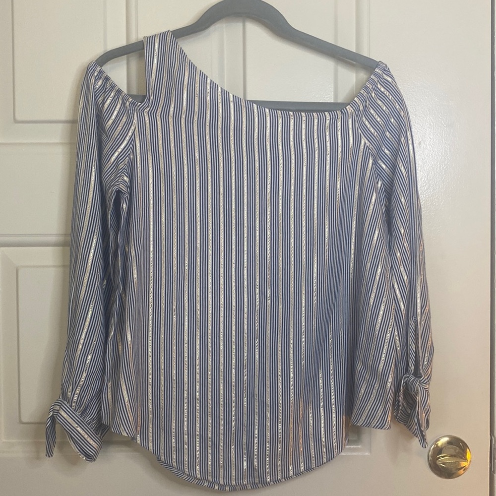 NWT Express Striped Shoulder Detail Blouse